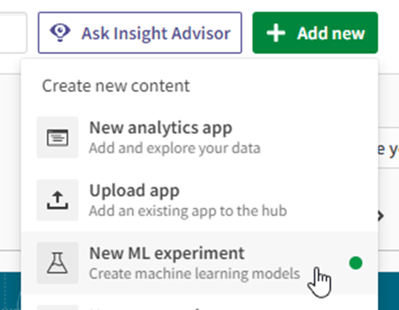 A screengrab of someone creating new machine learning models in Qlik AutoML