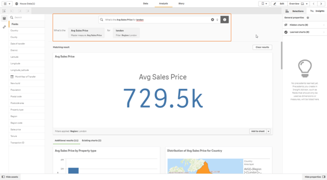 Qlik Insight advisor with natural language support